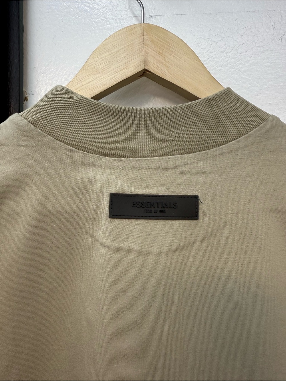 Fear of God Essentials tan Crewneck Logo T-Shirt - Picture 6 of 8